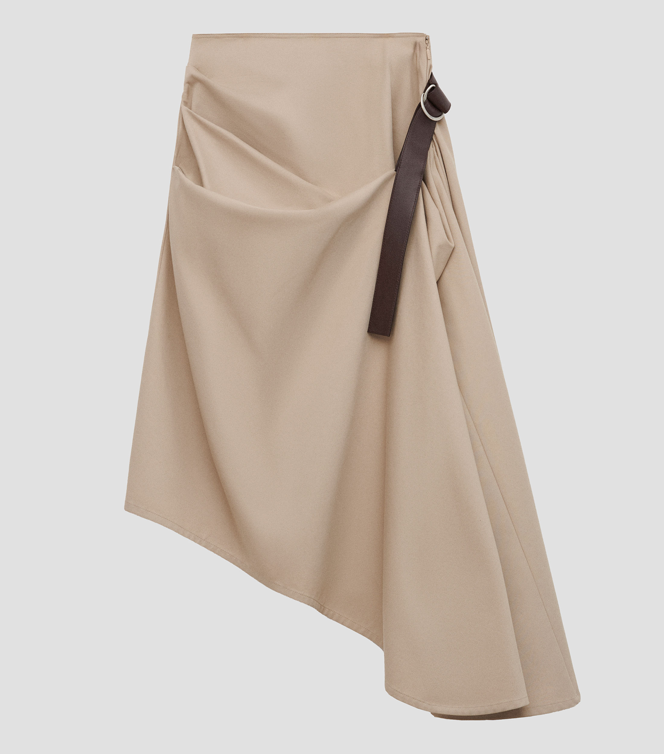 Falda midi de corte regular lisa Mujer